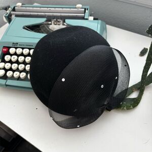 Vintage Black Wool Fascinator Hat with Mesh Veil Elegant Headpiece